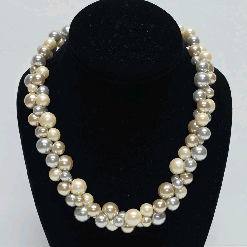 VTG Napier Multicolor Faux Pearl Statement Necklace Wedding Classic Old Money